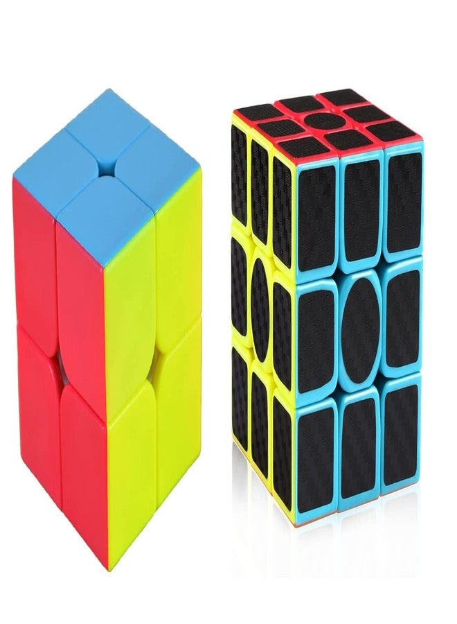 Authfort 3 x 3 Black Carbon Fiber Stickers and 2 x 2 High Speed Stickerless Cube Combo Pack of 2 (2 Pieces) - Image 1